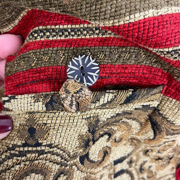 Vintage Womans Tapestry Jacket Button Down Bohemian Indie Floral Stripes - Picture 7 of 8